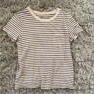 Madewell Cream and Black Striped Tee
